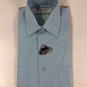Vtg SEARS PERMA-PREST Short Sleeve Dress Shirt Blue 14 1/2 Reg Cut 65/35